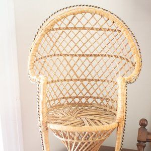 ✨️Vintage✨️ Wicker Peacock Chair, Rattan Plant Stand, Fan Chair